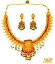 22 Kt Gold Temple Necklace Set - Click here to buy online - 7,181 only..