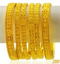 22kt Gold Indian Bangles Set (6pc) - Click here to buy online - 7,966 only..