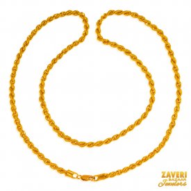 22 kt Gold hollow Mens Chain 20 In