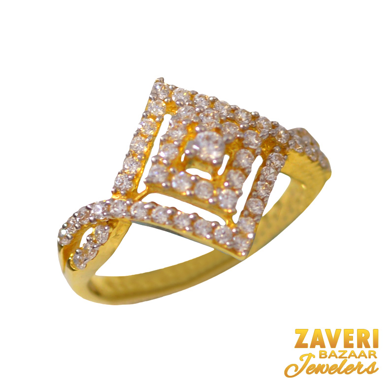  [ Stone Rings > 22Kt Gold CZ Fancy Ring  ]