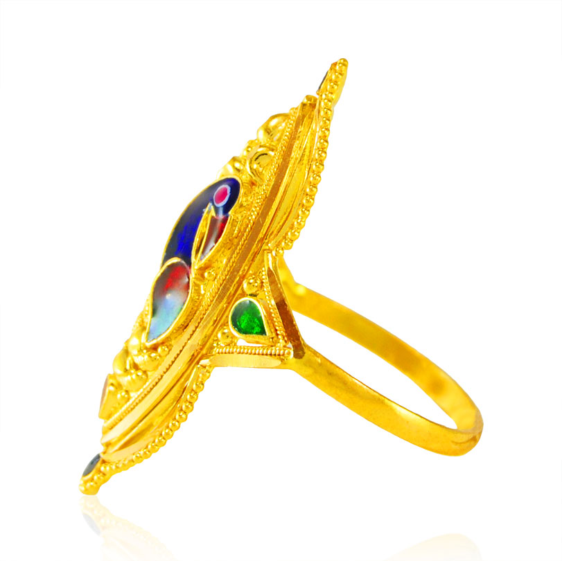  [ 22K Gold Rings > 22Kt Gold Peacock Ring  ]