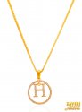 Click here to View - 22K Gold Initial Pendant (Letter H) 