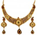 22kt Gold Antique Necklace Set  - Click here to buy online - 10,430 only..