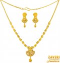 22K Gold Necklace Earrings Set - Click here to buy online - 1,907 only..
