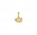 22 kt Gold Allah Pendant with CZ - Click here to buy online - 479 only..