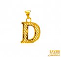 Click here to View - 22Kt Gold Initial Pendant (D) 