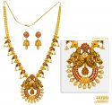22 Karat Gold Temple Necklace Set - Click here to buy online - 10,408 only..