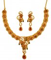 22K Gold Diamond Polki Necklace Set - Click here to buy online - 19,368 only..