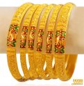 22Kt Gold Meenakari Bangles (6Pc) - Click here to buy online - 13,599 only..