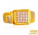 22K Gold Two Tone CZ Ring for Men - Click here to buy online - 863 only..