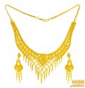 22 Karat Gold Necklace Earring Set - Click here to buy online - 3,747 only..