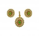 22K Gold Fancy Emerald  Pendant Set - Click here to buy online - 998 only..