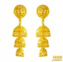 22 Kt Gold Jhumka Earrings - Click here to buy online - 2,208 only..