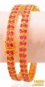 Click here to View - 22Kt Gold Ruby Emerald Bangles(2Pc) 