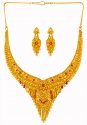  22k Gold Three Tone Necklace  Set - Click here to buy online - 3,709 only..
