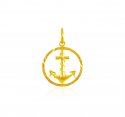 22 Karat Gold Anchor Pendant - Click here to buy online - 386 only..