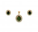 18k Emerald and Diamond Pendant Set - Click here to buy online - 5,029 only..