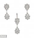 White Gold Pendant and Earrings Set - Click here to buy online - 686 only..