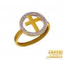 22Kt Gold CZ Cross Ring - Click here to buy online - 688 only..