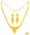 22 Kt Gold Necklace Earrings Set - Click here to buy online - 1,549 only..