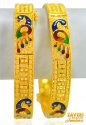 22kt Gold Peacock Kadas (2PC) - Click here to buy online - 4,494 only..