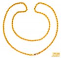 22 Kt Gold hollow Rope Chain 22 In - Click here to buy online - 921 only..
