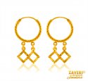 22Kt Gold Hoop Earring   - Click here to buy online - 299 only..