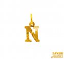 Click here to View - 22Kt Gold Initial Pendant (N) 