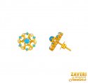 22Kt Gold Turquoise Earrings  - Click here to buy online - 708 only..