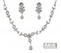 18K White Gold Diamond Necklace Set - Click here to buy online - 12,838 only..