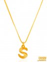 22K Gold Initial Pendant (Letter S) - Click here to buy online - 238 only..