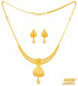 22 K Gold Necklace And Earrings Set - Click here to buy online - 1,797 only..