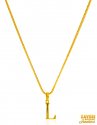 Click here to View - 22K Gold Initial Pendant (Letter L) 