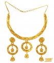 22 K Gold Necklace And Earrings Set - Click here to buy online - 9,111 only..