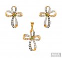 Gold Two Tone Cz Pendant Set - Click here to buy online - 1,836 only..