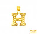 Click here to View - 22Kt Gold Initial Pendant (H) 