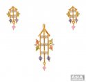Gold pendant and earring set with color cz - Click here to buy online - 1,182 only..