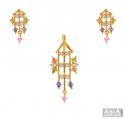 Gold pendant and earring set with color cz - Click here to buy online - 1,923 only..