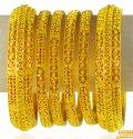 22KT Gold Bangles Set (6 PCs) - Click here to buy online - 15,160 only..