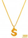 22K Gold Initial Pendant (Letter S) - Click here to buy online - 294 only..
