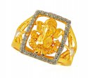 22k Gold Ganesha Mens Stones Ring  - Click here to buy online - 489 only..