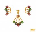 22K Pendant Set (with Precious Stones) - Click here to buy online - 915 only..