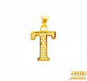 Click here to View - 22Kt Gold Initial Pendant (T) 