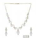18k Gold Diamond Necklace Set  - Click here to buy online - 17,429 only..