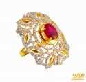 22Kt Gold Ruby Colored Stone Ring - Click here to buy online - 1,492 only..
