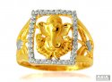 22k Ganesha Mens Stones Ring  - Click here to buy online - 816 only..