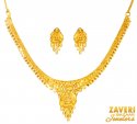 22Kt Gold Necklace Earring Set - Click here to buy online - 2,284 only..