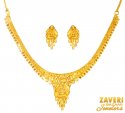 Click here to View - 22Kt Gold Necklace Earring Set 