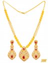 22K Gold Pearls, Ruby Necklace Set  - Click here to buy online - 6,066 only..