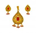 22Kt Gold Meenakari Pendant Set - Click here to buy online - 1,096 only..